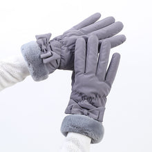 Load image into Gallery viewer, Autumn and Winter Warm Gloves Women Fleece-Lined Waterproof Riding Touch Screen Hair Mouth Bow Cotton Gloves