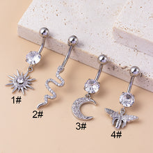 Load image into Gallery viewer, Sun Moon Butterfly Snake Pendant Stainless Steel Navel Stud