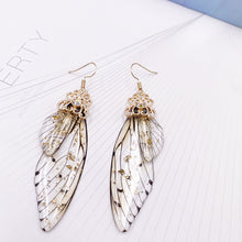 Load image into Gallery viewer, S925 Ear Hook Butterfly Earrings Temperamental Earrings Cicada Wings Gradient Color Girls Stud Earrings
