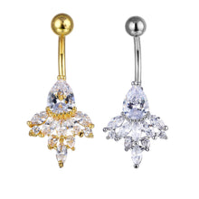 Load image into Gallery viewer, Piercing Jewelry Flower Inlaid 3A Zircon Navel Ring Navel Buckle Navel Stud