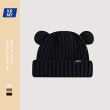 Load image into Gallery viewer, Cute Bear Woolen Cap Women's Korean-Style Letter Knitted Hat Men's Cold-Proof Warm Earflaps Slipover Hat