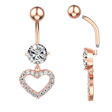 Load image into Gallery viewer, New Peach Heart Zirconium Navel Ring Navel Stud Piercing Jewelry