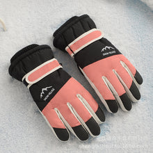Load image into Gallery viewer, Women's Ski Gloves Fleece Lined Padded Warm Keeping Color Matching Five Finger Full Touch Screen Wind and Skid Cycling Gloves