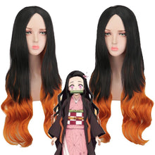 Load image into Gallery viewer, Kimetsu No Yaiba Cosplay Wig Stove Door Nezuko Wig Gradient Long Curly Hair