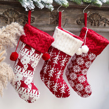 Load image into Gallery viewer, New Christmas Decorations Knitted Christmas Stockings Woolen Yarn Socks Red and White Elk Gift Bag Children Gift Bag