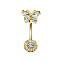 Load image into Gallery viewer, Upper Butterfly Lower round Zircon Navel Ring Navel Stud Human Body Piercing Accessories