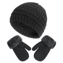 Load image into Gallery viewer, New Children's Hat Gloves Set Boys and Girls Knitted Hat Fleece-Lined Knitting Glove Bag Set 2-Piece Set