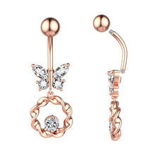 Load image into Gallery viewer, Butterfly Zircon Navel Ring Navel Stud Piercing Jewelry
