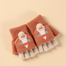 Load image into Gallery viewer, Winter Children's Flip Gloves Student Half Finger Cartoon Cute Baby Thick Gloves