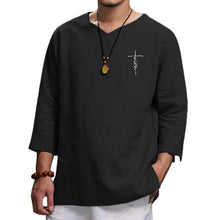 Load image into Gallery viewer, Spring and Autumn New Men's Pullover Cotton and Linen Solid Color Casual Loose-Fitting T-shirt Men's Clothing