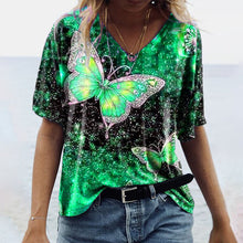 Load image into Gallery viewer, Women's Spring and Autumn Five-Quarter Sleeve Butterfly Print Top for Women