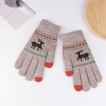 Load image into Gallery viewer, Fleece-Lined Thick Style Deer Gloves Female Winter Knitted Five Finger Touch Screen Wool Cartoon Cute Korean Style