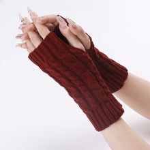 Load image into Gallery viewer, Autumn and Winter 8 Words Hemp Pattern Short Open Finger Knitting Wool Gloves Men's and Women's Knitted Warm Half Finger Arm Sleeve