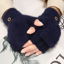 Load image into Gallery viewer, Winter Gloves Knitted Plush Half Finger Flip Gloves Female Winter Students Cold-Proof Warm Gloves