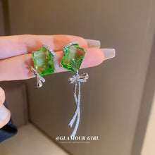 Load image into Gallery viewer, Silver Needle Pearl Diamond Asymmetric Geometric Alphabet Letter Earrings Fashion Trendy Design Tassel Ear Studs Graceful Earrings