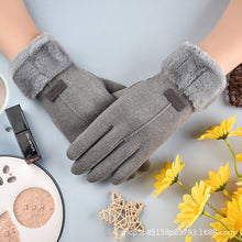 Load image into Gallery viewer, Cycling Gloves Autumn and Winter Cold-Proof Outdoor Cute Suede Fleece-Lined Windproof Touch Screen Warm for Students