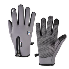 Load image into Gallery viewer, Plus Velvet and Cotton Thick Windproof Waterproof Zipper Men's and Women's Cycling Driving Gloves