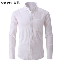 Load image into Gallery viewer, New Men's Imitation Cotton and Linen Solid Color Long Sleeve Business Slim-Fitting Iron-Free Formal Wear