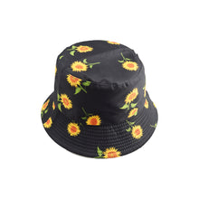Load image into Gallery viewer, Unisex Reservible Sunflower Print Boonie Bucket Hat Cap Brim Outdoor Sun Safari Camping Fishing