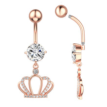 Load image into Gallery viewer, New Crown Zircon Navel Ring Navel Stud Human Body Piercing Accessories