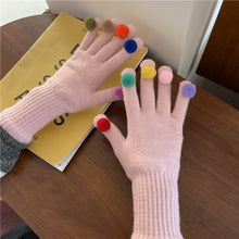 Load image into Gallery viewer, Winter Cute Girl Five Finger Cycling Thickened Warm Can Be Touch Screen Knitted Gloves