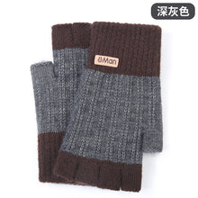 Load image into Gallery viewer, Warm-Keeping and Cold-Proof Winter Men's Half-Finger Gloves Autumn and Winter Fleece-Lined Thickened Fingerless Knitted Gloves