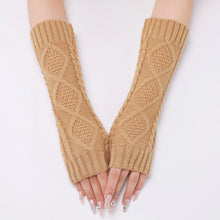 Load image into Gallery viewer, Jacquard Rhombus Wool Keep Warm Men's and Women's Half Finger Fingerless Gloves Mid-Length Knitted Oversleeve