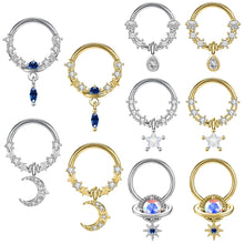 Load image into Gallery viewer, Closed Ring Star Ball Pendant Nose Ring Nasal Splint Personality Ear Bone Stud Piercing Jewelry