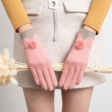Load image into Gallery viewer, Women's Dralon Rabbit Plush Winter Korean Style Finger Touch Screen Warm Fur Ball Gloves