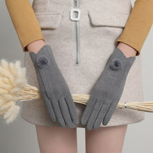 Load image into Gallery viewer, Rabbit Plush Dralon Women's Winter Fashionable Elastic Touch Screen Warm Mink Ball Gloves