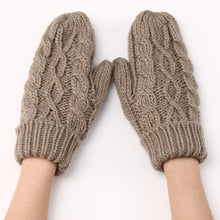 Load image into Gallery viewer, Autumn and Winter New Women's Cross-Border Knitted plus Fluff Thick Fashion Geometric Backpacks Finger Warm Gloves Finger Knitting Wool Gloves