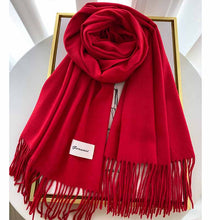 Load image into Gallery viewer, 2023autumn and Winter Cashmere Scarf Texture Solid Color Tassel Warm Long Wrap All-Matching Thickened Couple Scarf