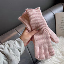 Load image into Gallery viewer, Knitted Solid Color Korean Finger Exposed Touch Screen Cold-Proof Winter Thicken Thermal Wrist Gloves