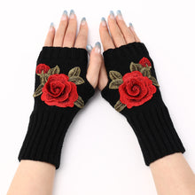 Load image into Gallery viewer, 2023 New Autumn and Winter Women's Short Chic Flower Gloves Knitted Wool Oversleeve Warm Half Finger Fingerless Gloves