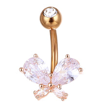 Load image into Gallery viewer, Puncture Butterfly Inlaid Zircon Belly Ring Insect Navel Stud Navel Decoration
