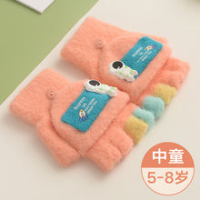 Load image into Gallery viewer, Winter New Children's Knitted Gloves Cute Cartoon Spaceman Flip Imitation Mink