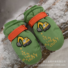 Load image into Gallery viewer, Winter New Children's Ski Gloves Cartoon Excavator Windproof Non-Slip Velvet Thickening