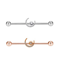 Load image into Gallery viewer, Ear Studs 14G External Thread Piercing Jewelry Ear Bridge Double Ear Piercings Straight Rod Zircon Earrings