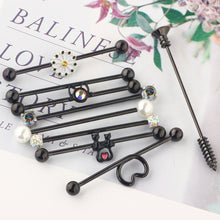 Load image into Gallery viewer, Barbell Cross Bar 10-Piece Set Popular Ear Studs Double Ear-Hole Ear Studs