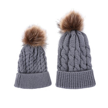 Load image into Gallery viewer, Children 'S Parent-Child Suit Autumn And Winter Ball Twist Woolen Cap Knitted Hat Fashionable Warm Woolen Cap