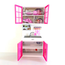 Load image into Gallery viewer, Simulation kitchen 3 in 1 set children's pretend play cooking cabinet tools cutlery doll set toy educational educational doll girl's gift