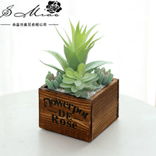 Load image into Gallery viewer, Square Wooden Basin Succulent Combined Green Plants Artificial Plant Creative Decoration Flower Bonsai Flower