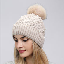 Load image into Gallery viewer, Women's Woolen Knitted Hat Korean Style Autumn and Winter Warm Fluffy Ball Cap Thickened All-Matching Face Slimming Travel Hat