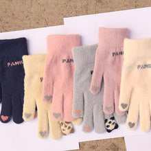 Load image into Gallery viewer, Fleece-Lined Thickened Touch Screen Warm Gloves Knitted Lesser Panda Plush Gloves Female Cute