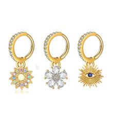 Load image into Gallery viewer, Stone Pattern Eye Pendant Half Circle Rhinestone Earrings Ear Bone Stud Ear Ring Pendant