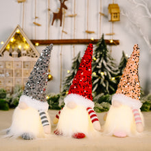 Load image into Gallery viewer, New Christmas Decorative Sequins Rudolf Doll with Lights Faceless Doll Ornaments