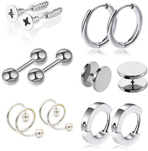 Load image into Gallery viewer, Earrings Set 12 Hip Hop Ear Accessories Barbell Zircon Earrings Ear Clips