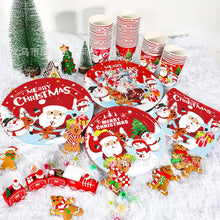 Load image into Gallery viewer, Spot Christmas Decoration Supplies Tableware Paper Pallet Paper Cup Tissue New Year Party Layout Disposable Plastic Tablecloth