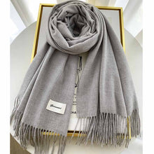 Load image into Gallery viewer, 2023autumn and Winter Cashmere Scarf Texture Solid Color Tassel Warm Long Wrap All-Matching Thickened Couple Scarf