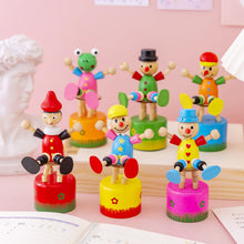 Load image into Gallery viewer, 6pcs cartoon cute wooden clown tabletop setting swing puppet children toy set
